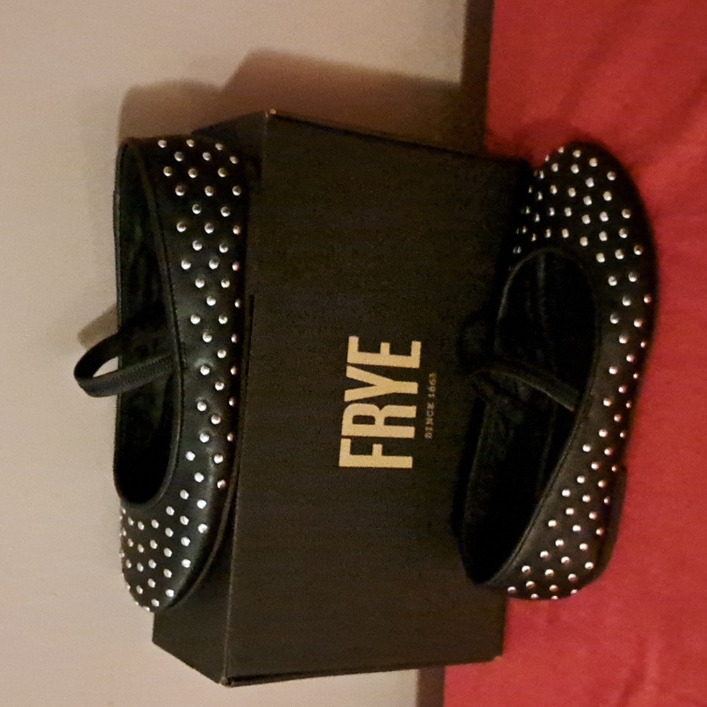Frye Emma Studded Black Mary Jane Flats - Picture 3 of 8